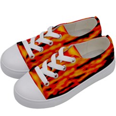 Red  Waves Abstract Series No14 Kids  Low Top Canvas Sneakers by DimitriosArt