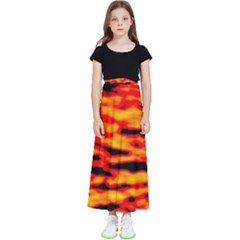 Red  Waves Abstract Series No14 Kids  Flared Maxi Skirt by DimitriosArt