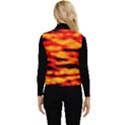 Red  Waves Abstract Series No14 Women s Short Button Up Puffer Vest View2