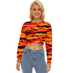 Red  Waves Abstract Series No14 Lightweight Long Sleeve Sweatshirt