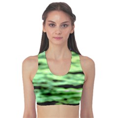 Green  Waves Abstract Series No13 Sports Bra by DimitriosArt