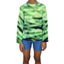 Green  Waves Abstract Series No13 Kids  Long Sleeve Swimwear View1