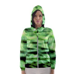 Green  Waves Abstract Series No13 Women s Hooded Windbreaker