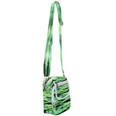 Green  Waves Abstract Series No13 Shoulder Strap Belt Bag by DimitriosArt