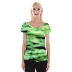 Green  Waves Abstract Series No13 Cap Sleeve Top by DimitriosArt