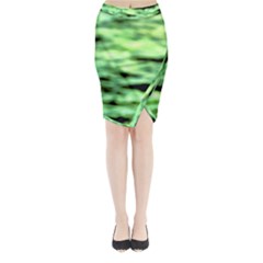 Green  Waves Abstract Series No13 Midi Wrap Pencil Skirt by DimitriosArt