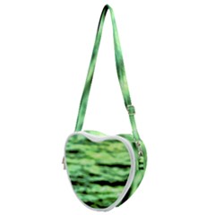 Green  Waves Abstract Series No13 Heart Shoulder Bag by DimitriosArt