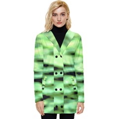 Green  Waves Abstract Series No13 Button Up Hooded Coat  by DimitriosArt