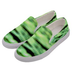 Green  Waves Abstract Series No13 Men s Canvas Slip Ons by DimitriosArt