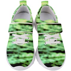 Green  Waves Abstract Series No13 Kids  Velcro Strap Shoes by DimitriosArt