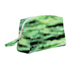 Green  Waves Abstract Series No13 Wristlet Pouch Bag (medium) by DimitriosArt