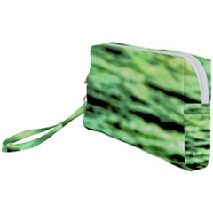 Green  Waves Abstract Series No13 Wristlet Pouch Bag (small) by DimitriosArt