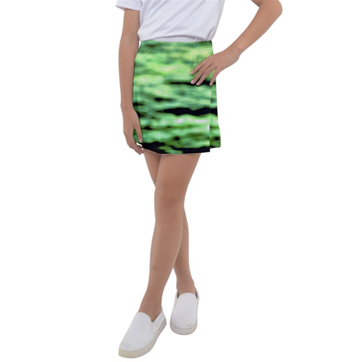 Green  Waves Abstract Series No13 Kids  Tennis Skirt