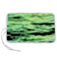 Green  Waves Abstract Series No13 Pen Storage Case (m) by DimitriosArt