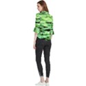 Green  Waves Abstract Series No13 Loose Horn Sleeve Chiffon Blouse View2