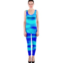 Blue Waves Abstract Series No12 One Piece Catsuit by DimitriosArt