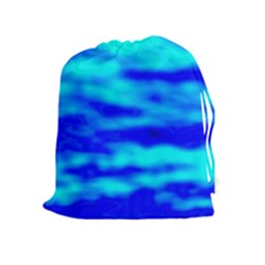 Blue Waves Abstract Series No12 Drawstring Pouch (xl) by DimitriosArt