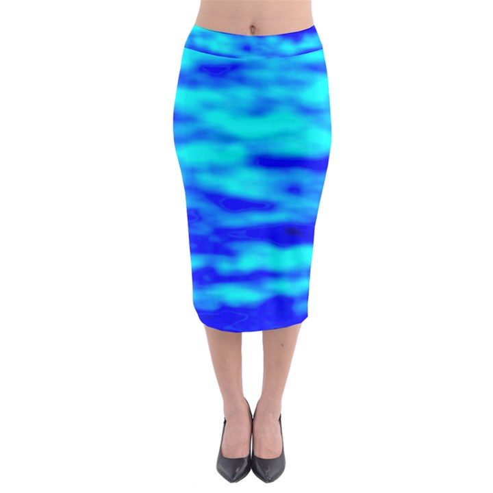 Blue Waves Abstract Series No12 Midi Pencil Skirt