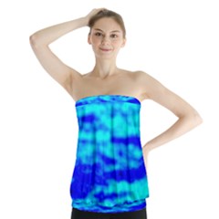 Blue Waves Abstract Series No12 Strapless Top by DimitriosArt