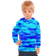 Blue Waves Abstract Series No12 Kids  Hooded Pullover by DimitriosArt