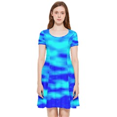 Blue Waves Abstract Series No12 Inside Out Cap Sleeve Dress by DimitriosArt