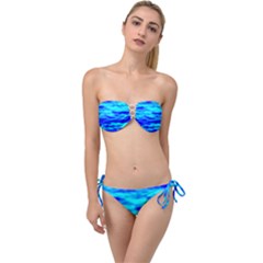 Blue Waves Abstract Series No12 Twist Bandeau Bikini Set by DimitriosArt