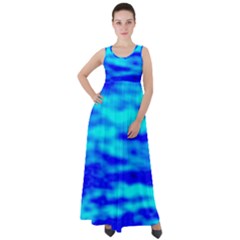 Blue Waves Abstract Series No12 Empire Waist Velour Maxi Dress by DimitriosArt