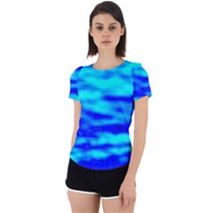 Blue Waves Abstract Series No12 Back Cut Out Sport Tee by DimitriosArt