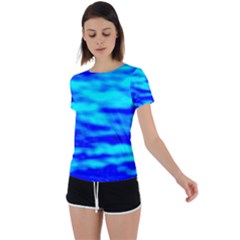 Blue Waves Abstract Series No12 Back Circle Cutout Sports Tee by DimitriosArt