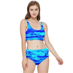 Blue Waves Abstract Series No12 Frilly Bikini Set by DimitriosArt