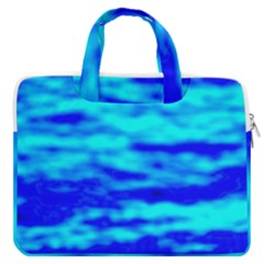 Blue Waves Abstract Series No12 Macbook Pro Double Pocket Laptop Bag (large) by DimitriosArt