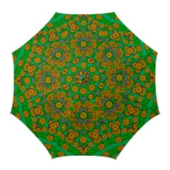 Stars Of Decorative Colorful And Peaceful  Flowers Golf Umbrellas by pepitasart