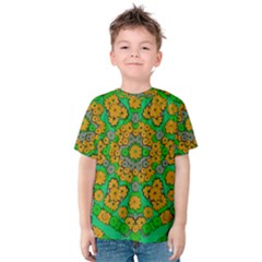 Stars Of Decorative Colorful And Peaceful  Flowers Kids  Cotton Tee