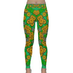 Stars Of Decorative Colorful And Peaceful  Flowers Classic Yoga Leggings by pepitasart