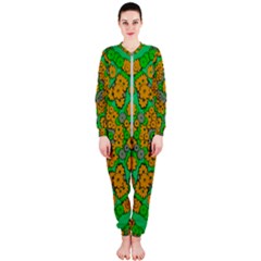 Stars Of Decorative Colorful And Peaceful  Flowers Onepiece Jumpsuit (ladies)  by pepitasart