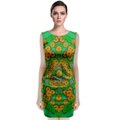 Stars Of Decorative Colorful And Peaceful  Flowers Classic Sleeveless Midi Dress by pepitasart