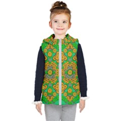 Stars Of Decorative Colorful And Peaceful  Flowers Kids  Hooded Puffer Vest by pepitasart