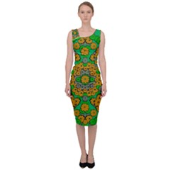 Stars Of Decorative Colorful And Peaceful  Flowers Sleeveless Pencil Dress by pepitasart