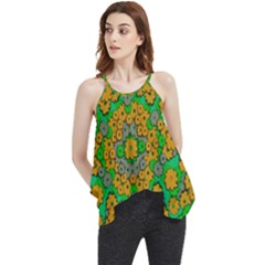 Stars Of Decorative Colorful And Peaceful  Flowers Flowy Camisole Tank Top by pepitasart