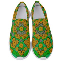 Stars Of Decorative Colorful And Peaceful  Flowers Men s Slip On Sneakers by pepitasart