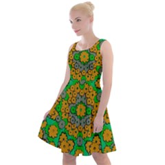 Stars Of Decorative Colorful And Peaceful  Flowers Knee Length Skater Dress by pepitasart