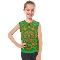 Stars Of Decorative Colorful And Peaceful  Flowers Kids  Mesh Tank Top by pepitasart