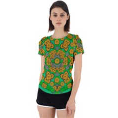 Stars Of Decorative Colorful And Peaceful  Flowers Back Cut Out Sport Tee by pepitasart