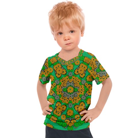 Stars Of Decorative Colorful And Peaceful  Flowers Kids  Sports Tee by pepitasart