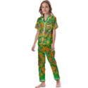 Stars Of Decorative Colorful And Peaceful  Flowers Kids  Satin Short Sleeve Pajamas Set View1