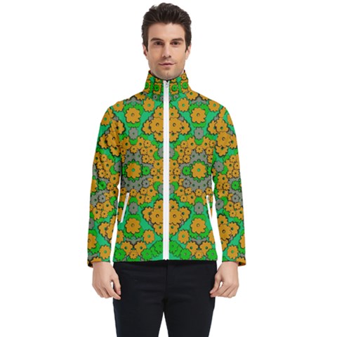 Stars Of Decorative Colorful And Peaceful  Flowers Men s Bomber Jacket by pepitasart