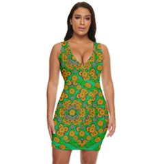 Stars Of Decorative Colorful And Peaceful  Flowers Draped Bodycon Dress