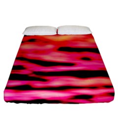 Red  Waves Abstract Series No15 Fitted Sheet (king Size) by DimitriosArt