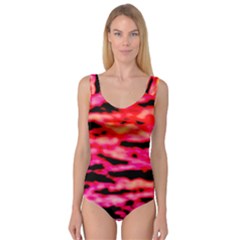 Red  Waves Abstract Series No15 Princess Tank Leotard  by DimitriosArt