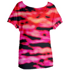 Red  Waves Abstract Series No15 Women s Oversized Tee by DimitriosArt